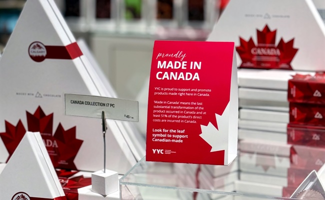 Shop Canadian products at YYC Calgary Airport: Spot the maple leaf!