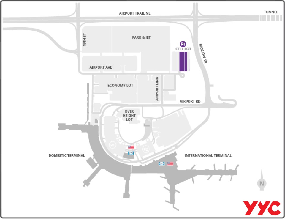 YYC Cellphone Waiting Lot Map